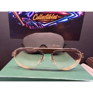 Logo Paris Vintage Aviator Eyeglasses Gold Silver Frame France with Case